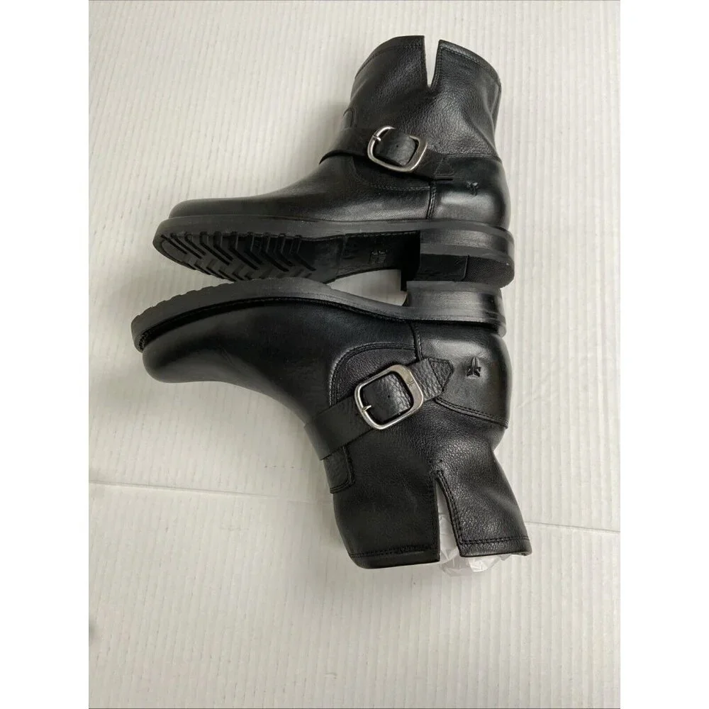 NEW Frye Veronica Women's Black Leather Buckled Bootie Waterproof Biker‎ Boots